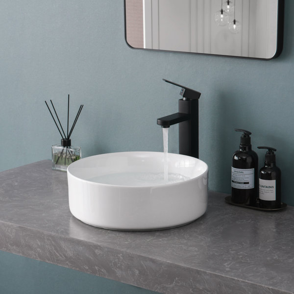 Paklorde 14.37'' White Ceramic Circular Vessel Bathroom Sink | Wayfair